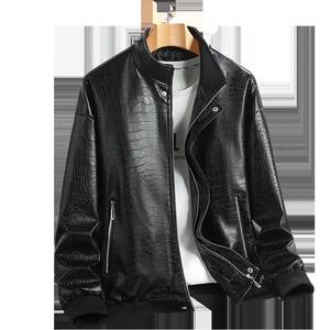 Chaqueta de cuero blanco para hombre, ropa de motocicleta de estilo americano Vintage, traje de piloto de aviación de piel de cocodrilo de alta gama a la moda - Product Image 5