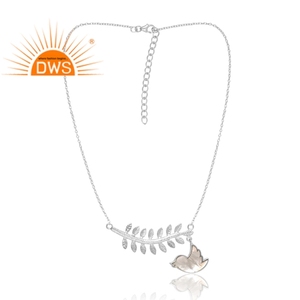 Collier pendentif en pierres précieuses Fabricant de bijoux personnalisé Trending Design Argent sterling 925 Nacre Tendance Oiseau Naturel - Product Image 1