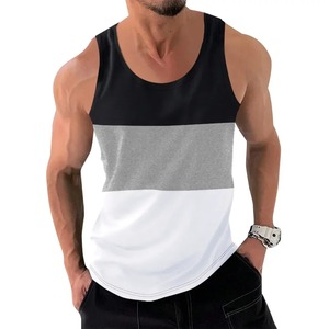 Camisetas sin mangas de algodón 100% para hombre, chaleco deportivo transpirable con contraste de Color empalmado, chaleco holgado para correr de talla XL - Product Image 2