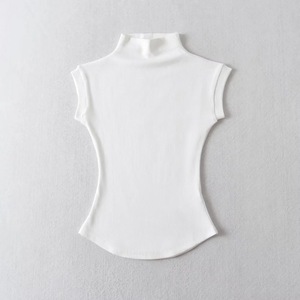 Femmes été Sexy col roulé sans manches T Shirt Tops Solid Slim Fit - Product Image 5