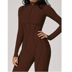 Combinaison de yoga, de course et de fitness pour femmes, nouvelle, couleur unie, double face, sans couture, grande taille, haute élasticité, taille haute, respirante, séchage rapide - Product Image 4