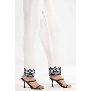 Pantalones de Cambray Blancos sin Costuras para Mujer, Bordados, Transpirables, de Cintura Media, Diseño para Verano - Product Image 3