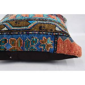 Coussin décoratif tissé multicolore vintage en laine Kantha brodée, écologique, antidérapant, amovible et lavable, 16x16 pouces - Product Image 5