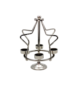 Porte-bougie rond Meena gris en fer au design moderne pour le salon de Noël et la décoration de table faits à la main - Product Image 6