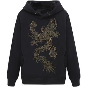 Allover Pattern Design Rhinestones Works Fleece Thick Heavyweight <span class=keywords><strong>Plus</strong></span> Size Hoodie <span class=keywords><strong>Pullover</strong></span> Oversized Drop Shoulder Rhine Stones - Product Image 1