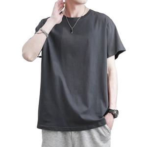 T-shirt pour homme en coton pur à manches courtes, imprimé en option, couleur unie, couche de base estivale, haut polyvalent, simple, blanc, pour moi - Product Image 3