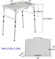 Table de Camping pliante Portable Table pliante extérieure en aluminium Table à lattes de Camp réglable en hauteur légère pour pique-nique