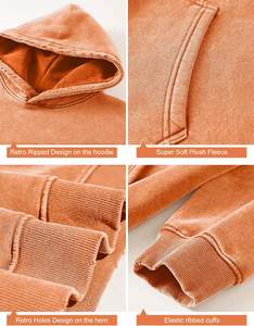 Sudadera con capucha con estampado DTG personalizado para mujer 400GSM Heavyweight 100% algodón Sun Faded Vintage Acid Wash Streetwear Pullover Hoodie - Product Image 5