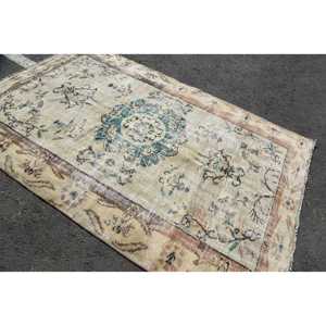 พรมตุรกี, พรมขนาดใหญ่ 5.6x8.8 ฟุต, พรมขนสัตว์สีเบจ-น้ำเงิน - Product Image 2