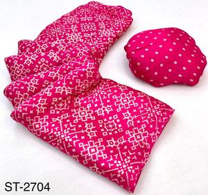 Distinctive <b>Ethnic</b> Floral Embroidery <b>Bandana</b> Heavy Embroidery Patch and Unique Accessories Printed Silk Saree - Product Image 2