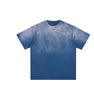 Nueva moda ácido lavado pesado 100% algodón suelta Vintage camiseta impresión personalizada Logo hombres 250gsm Distress camiseta para hombres - Product Image 6