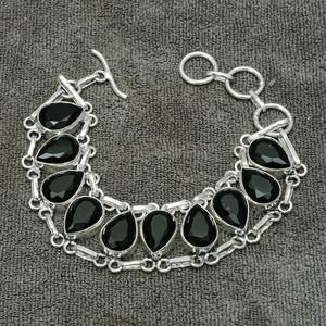 Handmade <b>925</b> <b>Sterling</b> <b>Silver</b> <b>Bracelet</b> Black Spinel Gemstone Elegant Jewelry Gift for Her for Weddings Parties Christian Symbol - Product Image 3