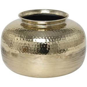 Vase à fleurs rond en aluminium martelé, style Art déco, laiton antique, décoration d'intérieur The Metal Wave - Product Image 1