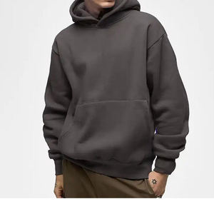 เสื้อฮู้ดผู้ชายผ้าผสมโพลีเอสเตอร์/คอตตอนอย่างดี น้ำหนักมาก 2 ชิ้น สีพื้น ทรงปกติ ปักโลโก้ตามสั่ง สไตล์สตรีทแวร์ - Product Image 4