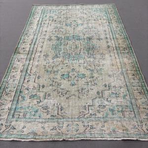 Alfombra Turca Vintage de 5.9x9 pies, Alfombra Oriental Azul de Lana - Product Image 1