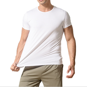 2026 Summer dry fit sports gym cotton blank plain <b>stretch</b> <b>men</b> round neck 100% bamboo t shirt - Product Image 3