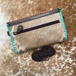 New Handmade <b>Tooled</b> <b>Leather</b> Crossbody Wallet Purse for Women's Western Cowhide Turquoise Floral Card Holder Wallet for Travel - Product Image 4