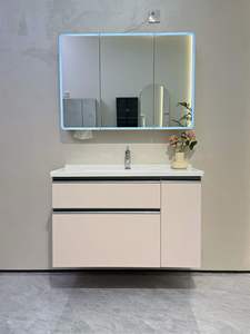 Modern Luxury High Grade <b>Wall</b>-mounted Furniture Bathroom Vanity with Integrated Ceramic Sink and two drawers - Product Image 2