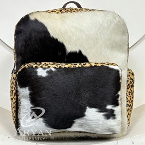 Mochilas Grandes de Cuero Vacuno Genuino con Pelo, Estampado de Leopardo, Duraderas, para Viajes y Escuela, para Mujeres y Hombres, Logotipo Personalizado Disponible - Product Image 1