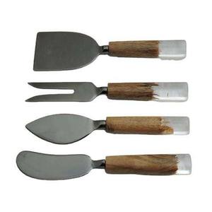 Ensemble de trancheuses à fromage à l'aspect simple manche en résine en bois lame en acier inoxydable couverts pour la cuisine à domicile hôtel restaurant villas utilisation - Product Image 1