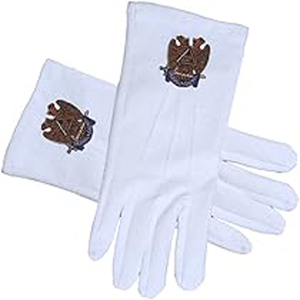 Masonic scottish Rite 32nd องศาปีกลงถุงมือผ้าฝ้ายสีขาว - Product Image 1