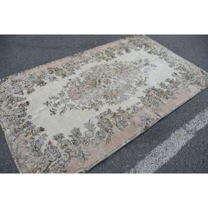 Turkish Rug, Area 4.9x8 ft Vintage Rug, <b>Brown</b> Floral <b>Wool</b> Rug - Product Image 4