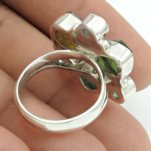 Tourmaline Blue Topaz Rough Stone <b>Ring</b> 925 Sterling Silver Jewelry Fine <b>Rings</b> Wholesale Handmade for <b>Girls</b> Jewellery - Product Image 4