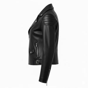 Chaquetas de Mujer de Cuero Genuino Negro Estilo Motociclista, Chaqueta de Cuero Hecha a Medida, Chaqueta de Mujer de Lujo Premium en Oferta - Product Image 3