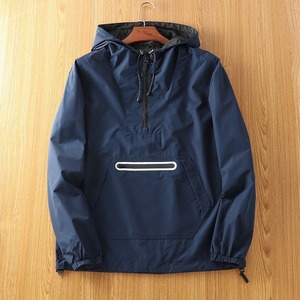 Veste de sport pour hommes et femmes printemps automne demi-fermeture éclair manches raglan pull-over sweat-shirt à fermeture éclair collée capuche lâche lavé - Product Image 2