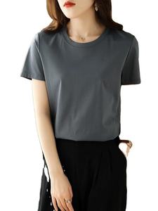 T-shirts pour femmes de la meilleure qualité 100% coton respirant Streetwear pour l'été - Design personnalisé avec des couleurs unies et une décoration de logo - Product Image 6