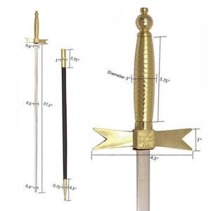 Épée de Régalia Maçonnique Finition Or Argent, Épée d'Officier Maçonnique, Poignée en Laiton OEM, Lame en Acier Damas, Garantie 3 Ans - Product Image 2