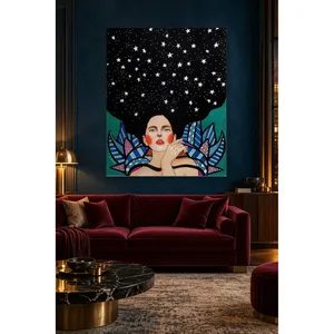 Impression sur toile de l'illustration d'une femme Fida aux cheveux étoilés - Product Image 4