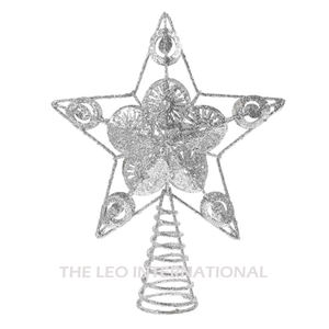 อุปกรณ์ตกแต่งยอดต้นไม้ทำจากอลูมิเนียมรูปดาวเคลือบเงาสำหรับตกแต่งต้นคริสต์มาสพื้นผิวแบบตอก - Product Image 3