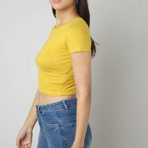 Top corto Sexy para mujer, Camiseta corta deportiva con Apertura frontal de Color sólido para gimnasio, ropa de calle informal, Top corto transpirable - Product Image 3