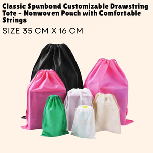 Classic Spunbond Customizable <b>Drawstring</b> Tote Nonwoven <b>Pouch</b> with Comfortable Strings - Product Image 1