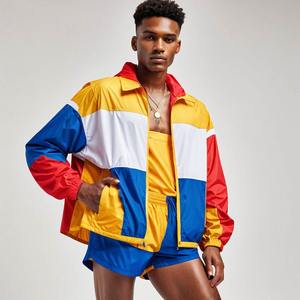 Chándal impermeable de alta calidad de lujo para hombre, cortavientos de nailon sólido, cuello con capucha, patrón de letras, opción de talla grande para primavera - Product Image 2