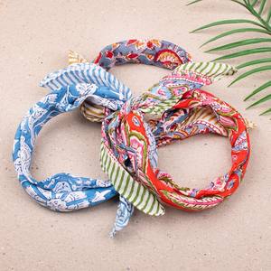 Bohemian Cotton Bandana <b>Scarf</b> Set Of Three With Traditional Print Design - Product Image 6