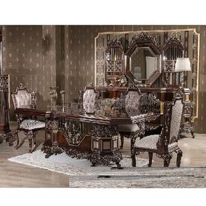 Ensemble table à manger et chaises de style victorien en métal poli Mobilier de salle à manger 6 places en bois de teck massif - Product Image 1