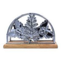 Porte-mouchoirs design en aluminium moulé couleur argent brillant poli, style moderne, motif fleurs fantaisie HI-34161