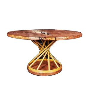 Mesa de centro decorativa de madera con acabado en resina hecha a mano, de forma redonda, para uso en interiores y exteriores. - Product Image 5