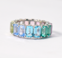 Regenboog Saffier Band Emeralds Cut Lab Multi Saffier Eternity Band 92.5 Sterling Zilver Stapelring Black Friday Sale