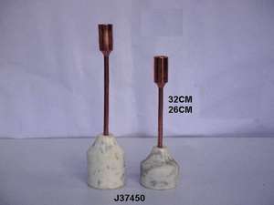 Venta caliente de oro rosa Metal mármol cilíndrico cónico portavelas Metal mármol decoración del hogar portavelas - Product Image 6