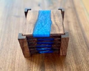 Best Quality Handicrafts Epoxy Resin Acacia Wood Coaster Handmade Wooden Drink Tea Coaster <b>Placemats</b> - Product Image 4
