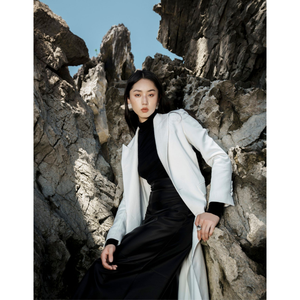 Abrigos de calidad premium para mujer, abrigo largo de berilo largo, tela de alta calidad de un solo pecho, ropa de mujer, hormiga blanca elegante - Product Image 2