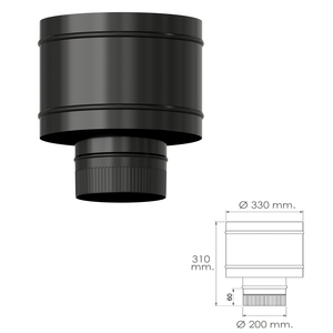 Terminale Antirrevocante per Stufa in Vetro Nero O/ 200 mm. - Product Image 2