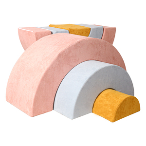 Sala de juegos Dormitorio Salas de estar Funcional Convertible Espuma y Cojín de piso Regalo Forma de arco iris Niño Seccional DIY Sofá - Product Image 1
