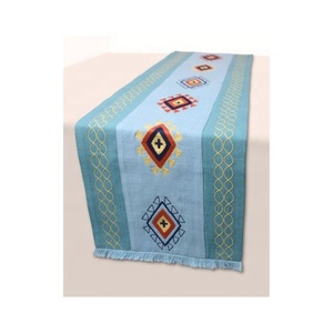 Hot Sale Floral White Embroidered 100% Organic Cotton GOTS Certificate High Quality Super Dual Sided Linen Style Table <b>Runners</b> - Product Image 2