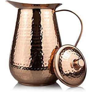 Luxuries Fruit Design Engraved Copper Water Jug Brass Handle <b>Pitcher</b> for Table Use an Home Decor Kitchenware Restaurant - Product Image 3