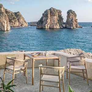 Muebles de jardín al aire libre, juego de patio moderno con silla de jardín sólida de madera y silla de comedor tejida con cuerda - Product Image 4