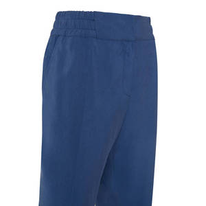 Pantalon en toile décontracté à taille élastique indigo, coupe décontractée - Product Image 2